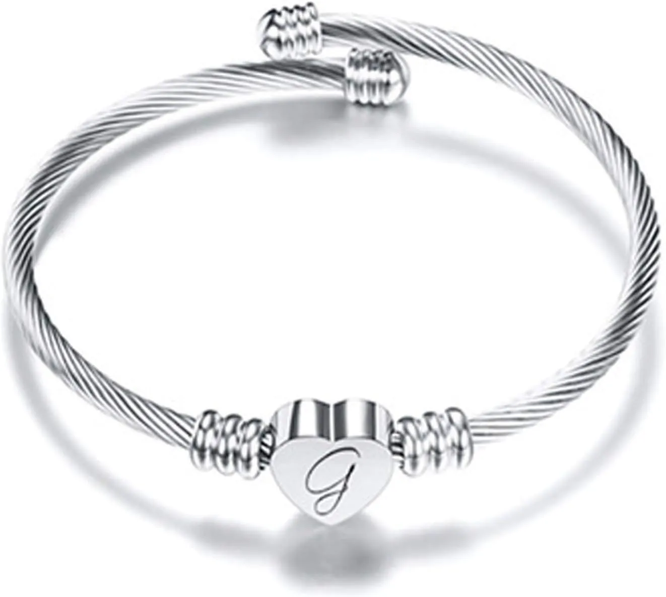 Bracelets for Women, Initial Heart A-Z Letter Cuff Bracelet, Unfading Personalized Name Expandable Wristband Bangle, Alphabet Charm Women's Jewelry Mothers Day Gifts