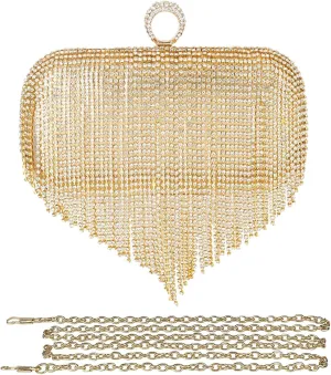 Bridal Wedding Purse Sequin Glitter Crossbody Women Evening Handbag Crystal Tassel Clutch Purses Rhinestones Shoulder
