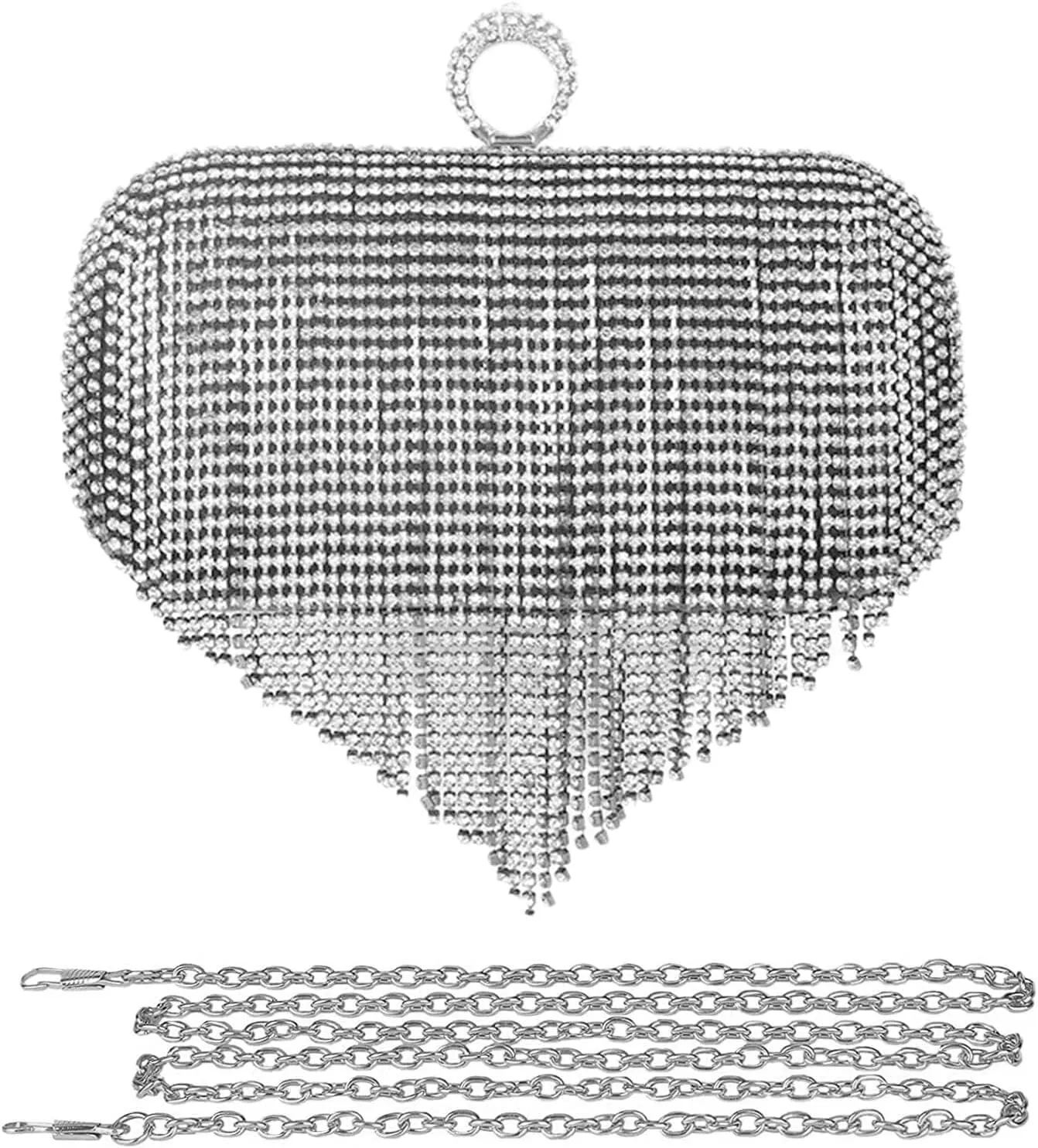 Bridal Wedding Purse Sequin Glitter Crossbody Women Evening Handbag Crystal Tassel Clutch Purses Rhinestones Shoulder