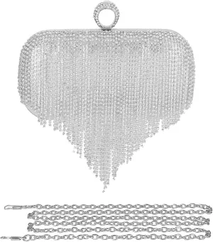 Bridal Wedding Purse Sequin Glitter Crossbody Women Evening Handbag Crystal Tassel Clutch Purses Rhinestones Shoulder
