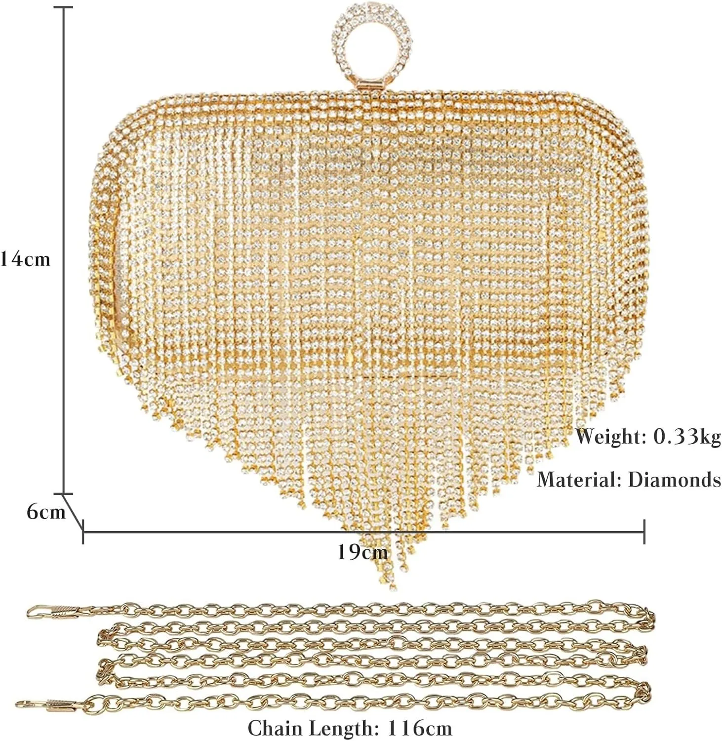 Bridal Wedding Purse Sequin Glitter Crossbody Women Evening Handbag Crystal Tassel Clutch Purses Rhinestones Shoulder