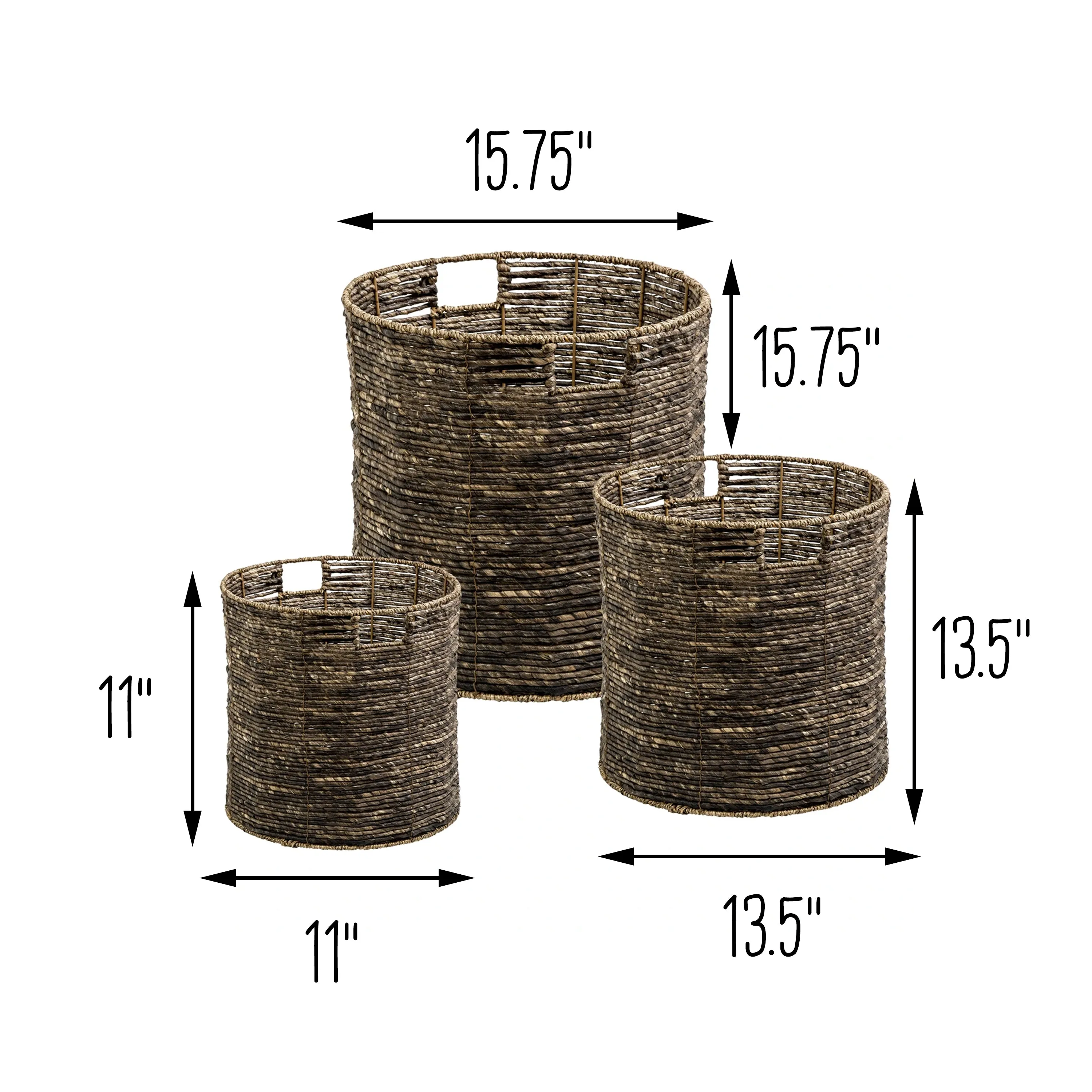 Brown Maize Woven Round Nesting Baskets (Set of 3)