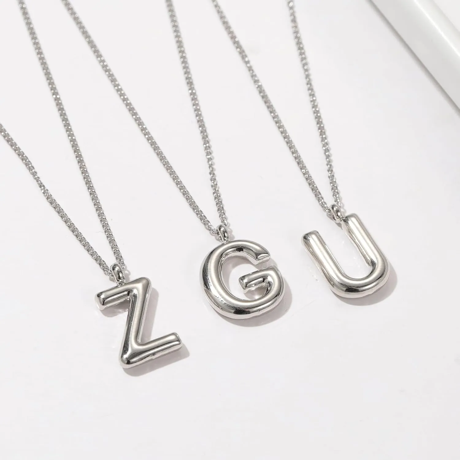 Bubble Initial Necklace Balloon Letter Necklaces for Women, 14K Gold Plated Dainty Pendant Chunky Alphabet Necklaces for Teen Girls Personalized Jewelry Gifts (H, Rose gold)
