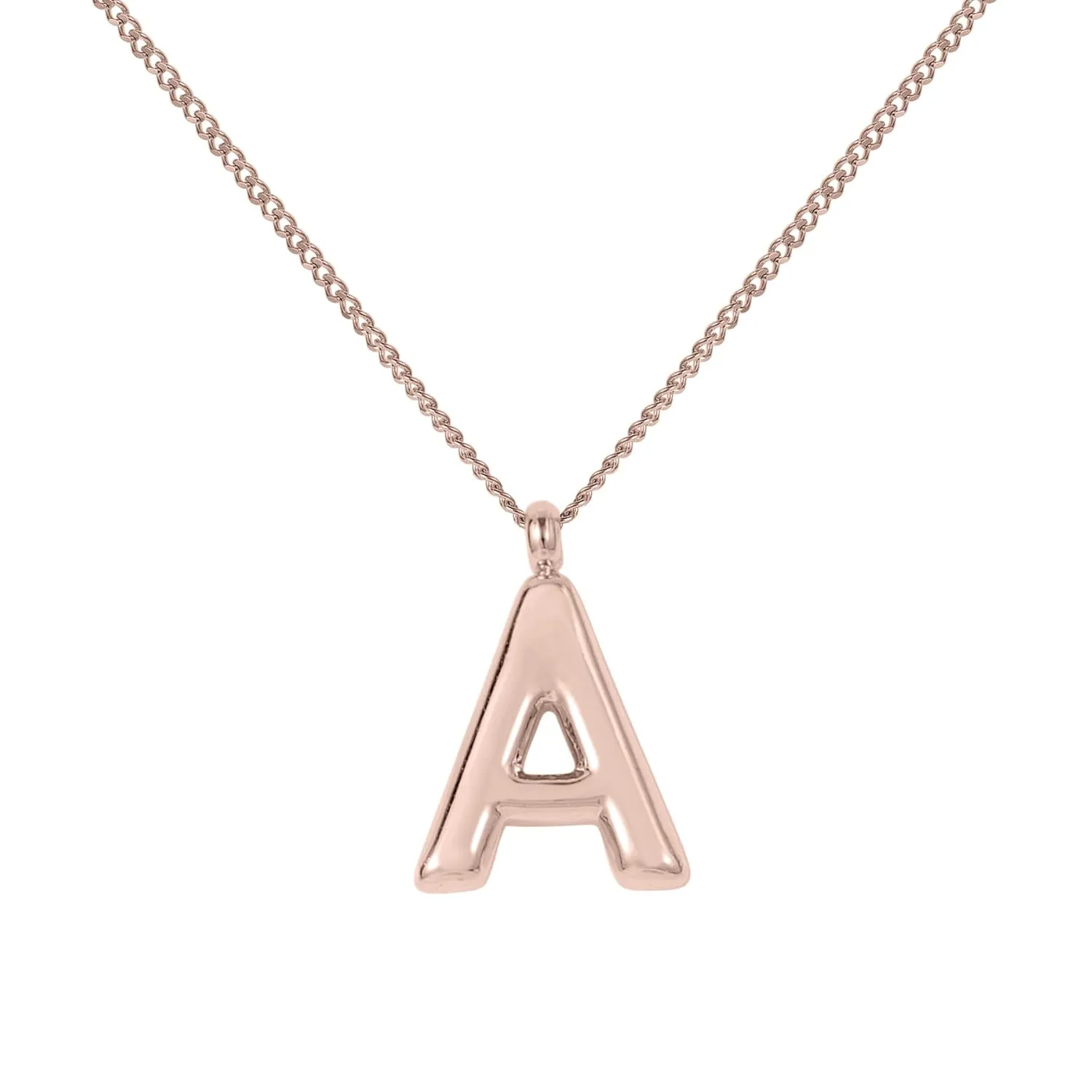 Bubble Initial Necklace Balloon Letter Necklaces for Women, 14K Gold Plated Dainty Pendant Chunky Alphabet Necklaces for Teen Girls Personalized Jewelry Gifts (H, Rose gold)