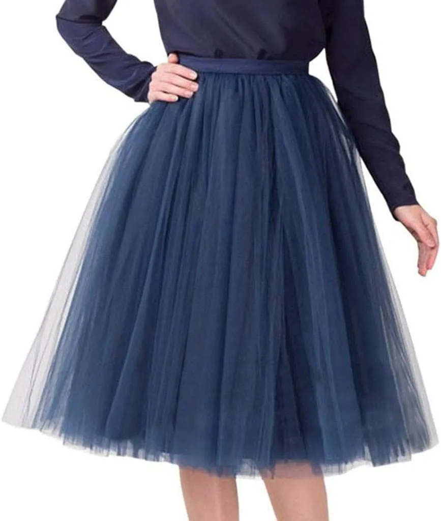 Bubble Skirt Ballet Tulle Tutu Mesh Skirts Tutus for Women 50S Vintage Dance Skirts Petticoat Midi Pleated Skirt