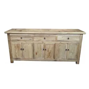 Buffet Recycled Elm 3 Drawer 6 Doors Herringbone Top