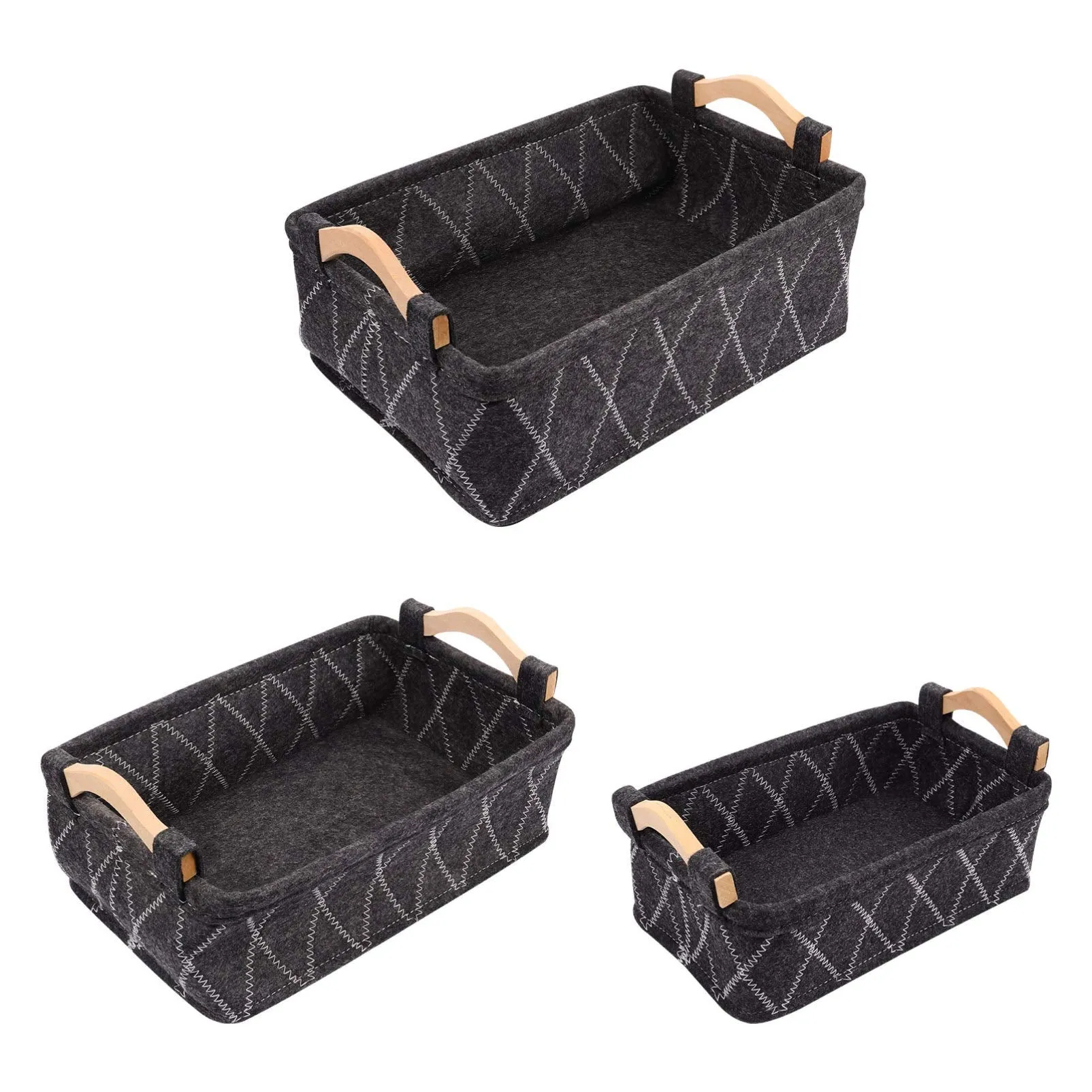 Cabilock 1 Set 3 Pcs Cosmetic Storage Basket Felt Storage Box Desktop