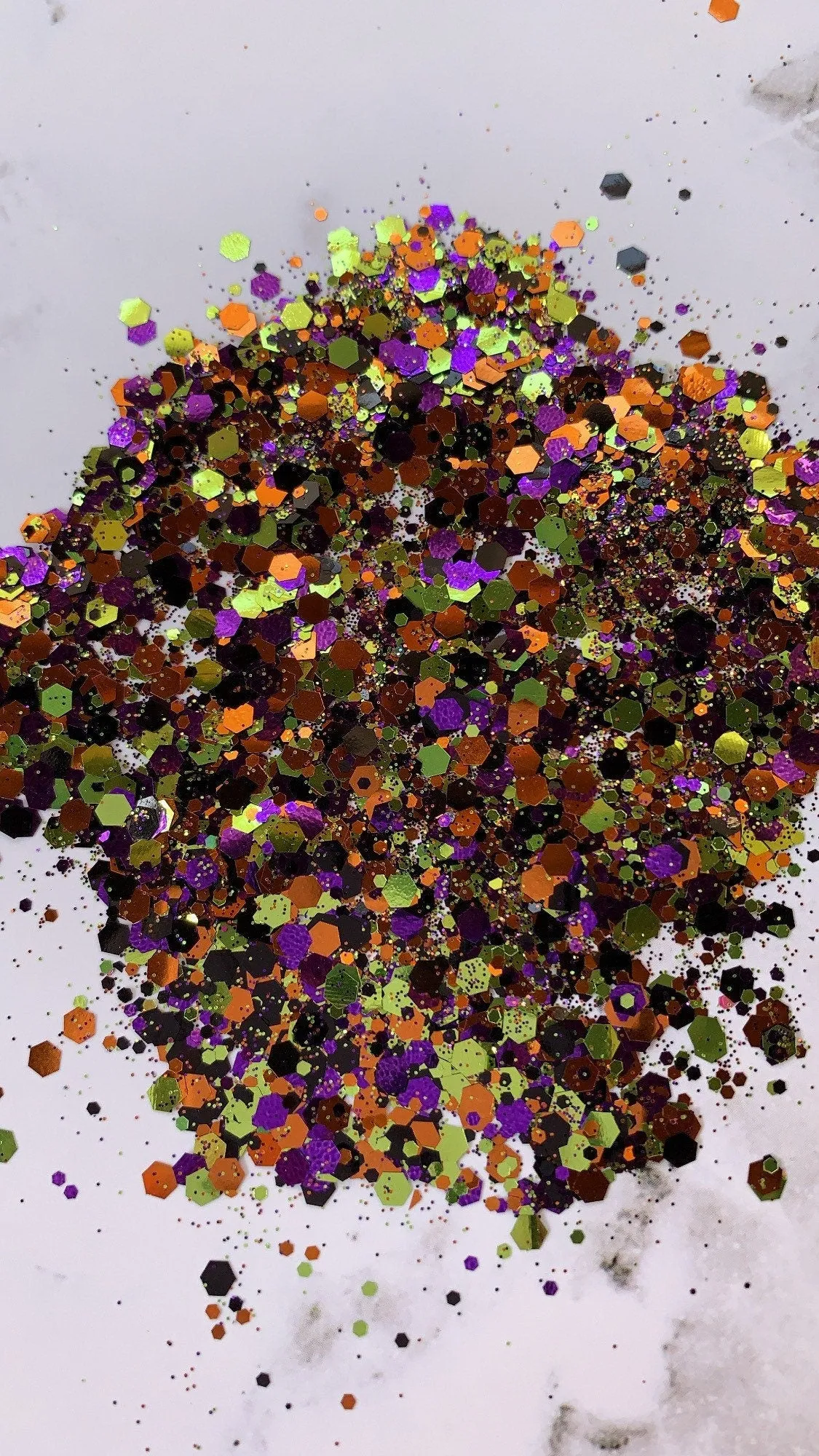 candy corn green purple orange chunky mix Halloween polyester glitter