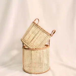 Cane Rattan  Bamboo Basket w/handles