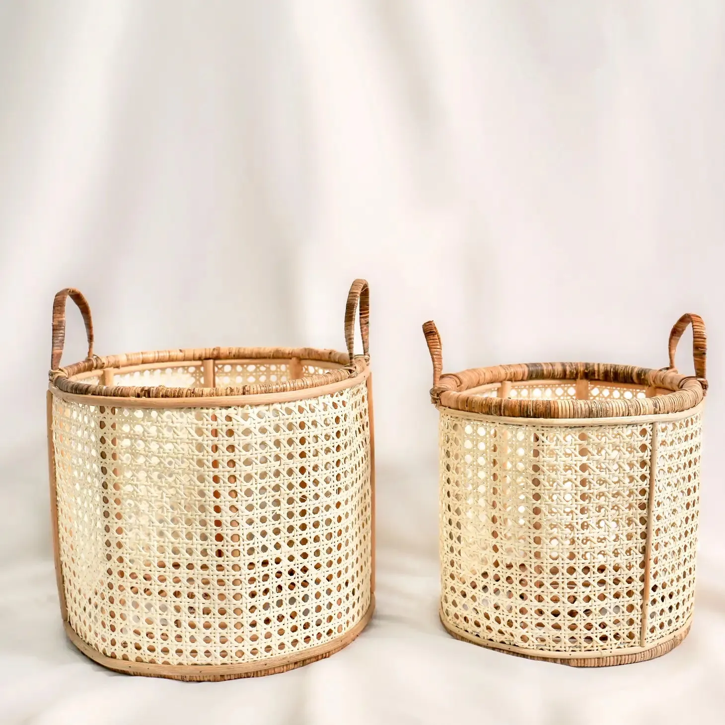 Cane Rattan  Bamboo Basket w/handles