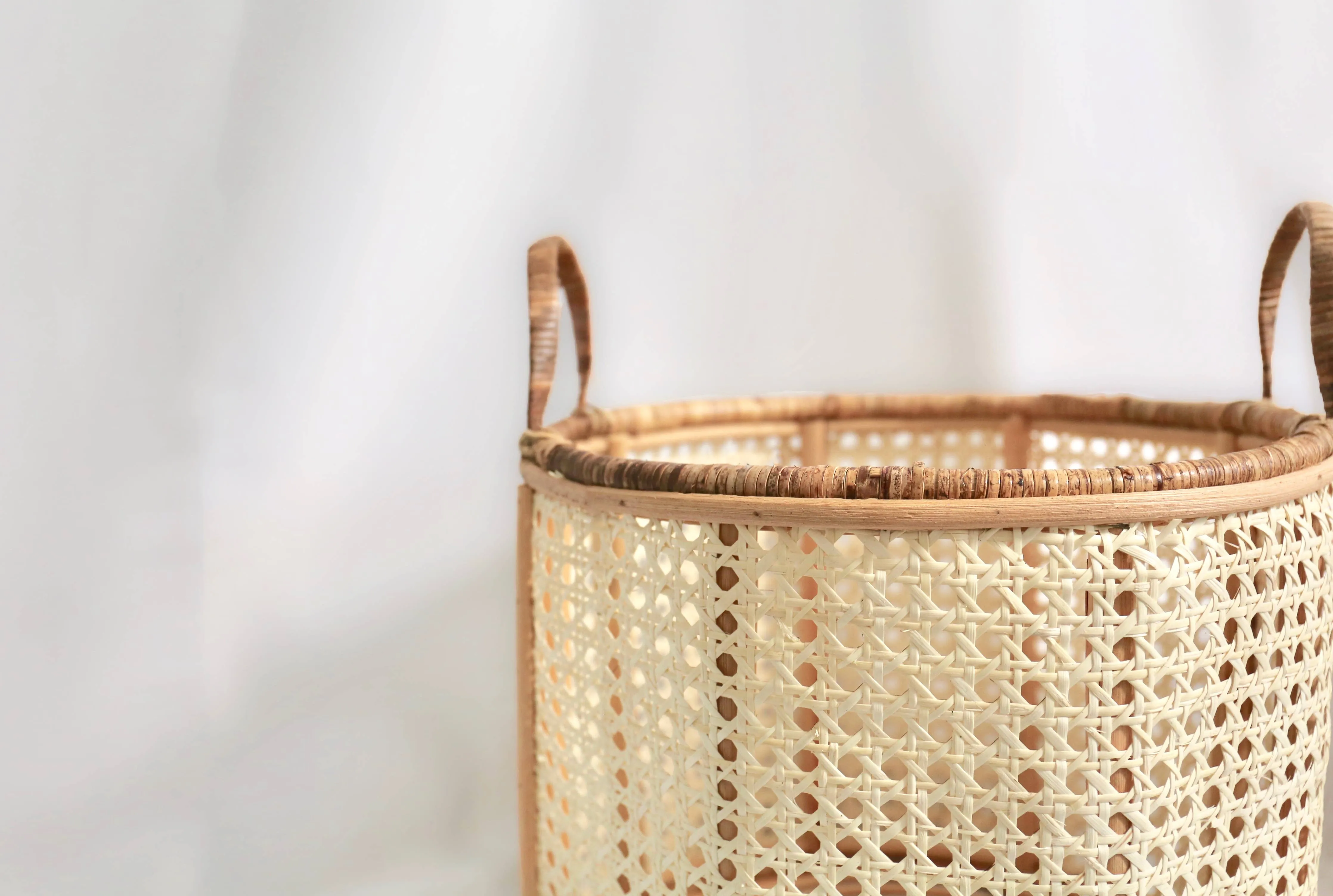 Cane Rattan  Bamboo Basket w/handles