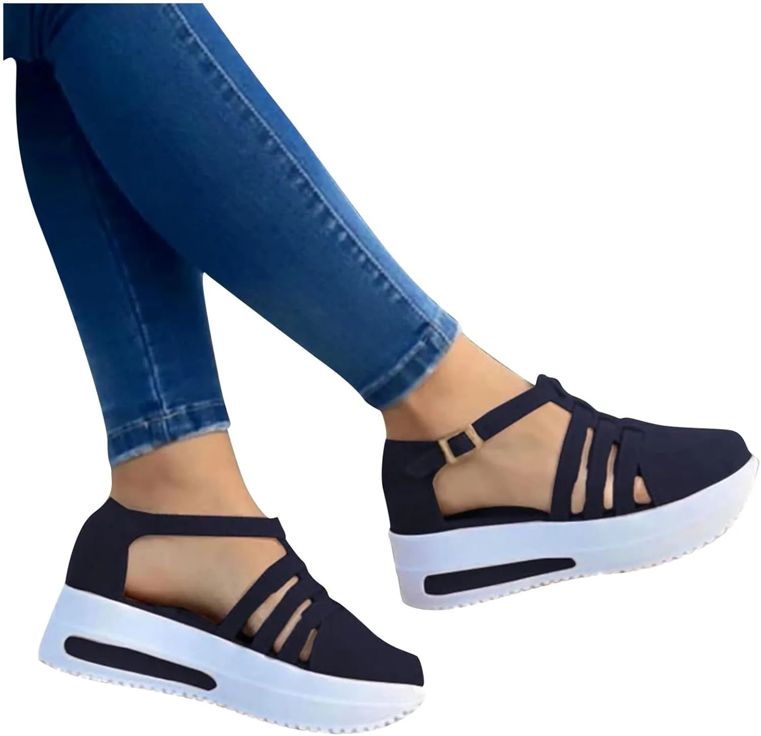 Cathalem Closed Toe Sandals for Women Dressy Casual Closed Toe Sandals Ankle Strap Closed Toe Espadrilles Wedge Sandals