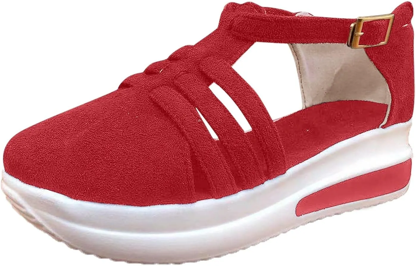 Cathalem Closed Toe Sandals for Women Dressy Casual Closed Toe Sandals Ankle Strap Closed Toe Espadrilles Wedge Sandals