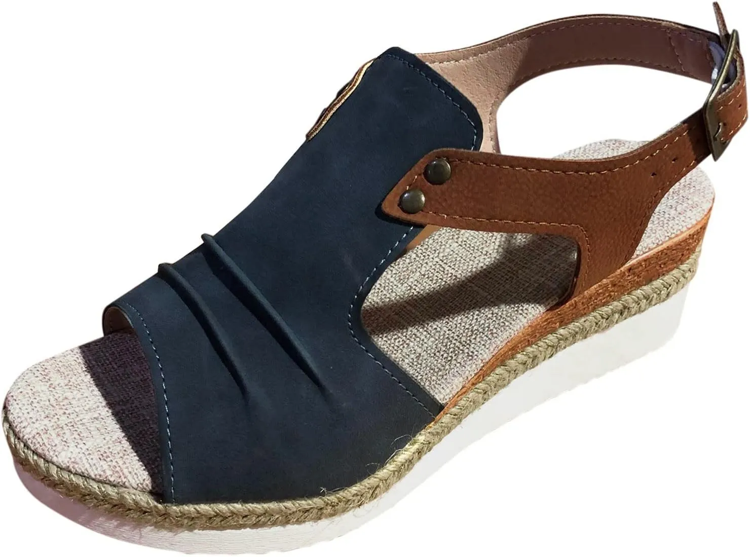 Cathalem Orthopedic Platform Wedge Sandals for Women Summer Dressy 2024 Flat Open Toe Ankle Strap Espadrilles Sandals