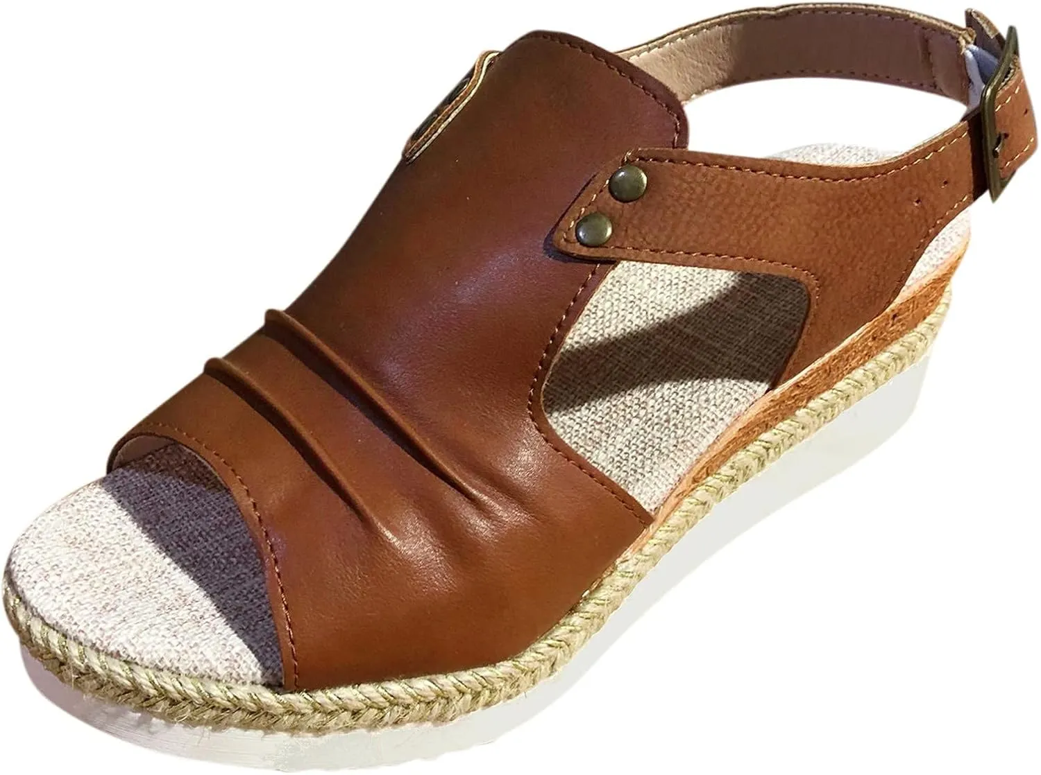 Cathalem Orthopedic Wedge Sandals for Women Summer Dressy Open Toe Ankle Strap Platform Sandals Casual Strappy Slip on Sandals Beach Shoes
