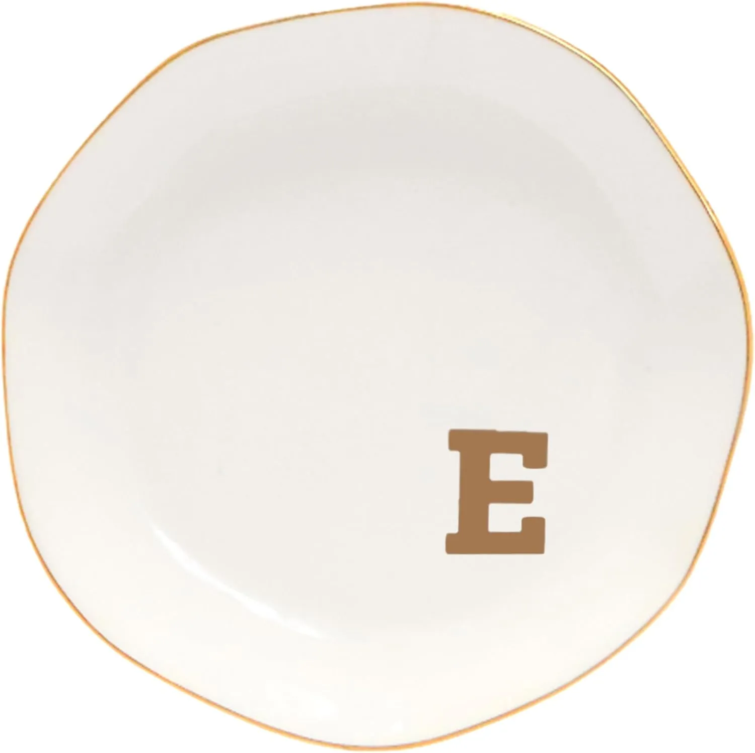 Ceramic Jewelry Tray Initial Ring Dish Personalized E-Monogrammed Engagement Wedding Gifts,Decorative Jewelry Holder for Birthday Mother's Day Christmas for Women, Ceramic White 4.5" (E)