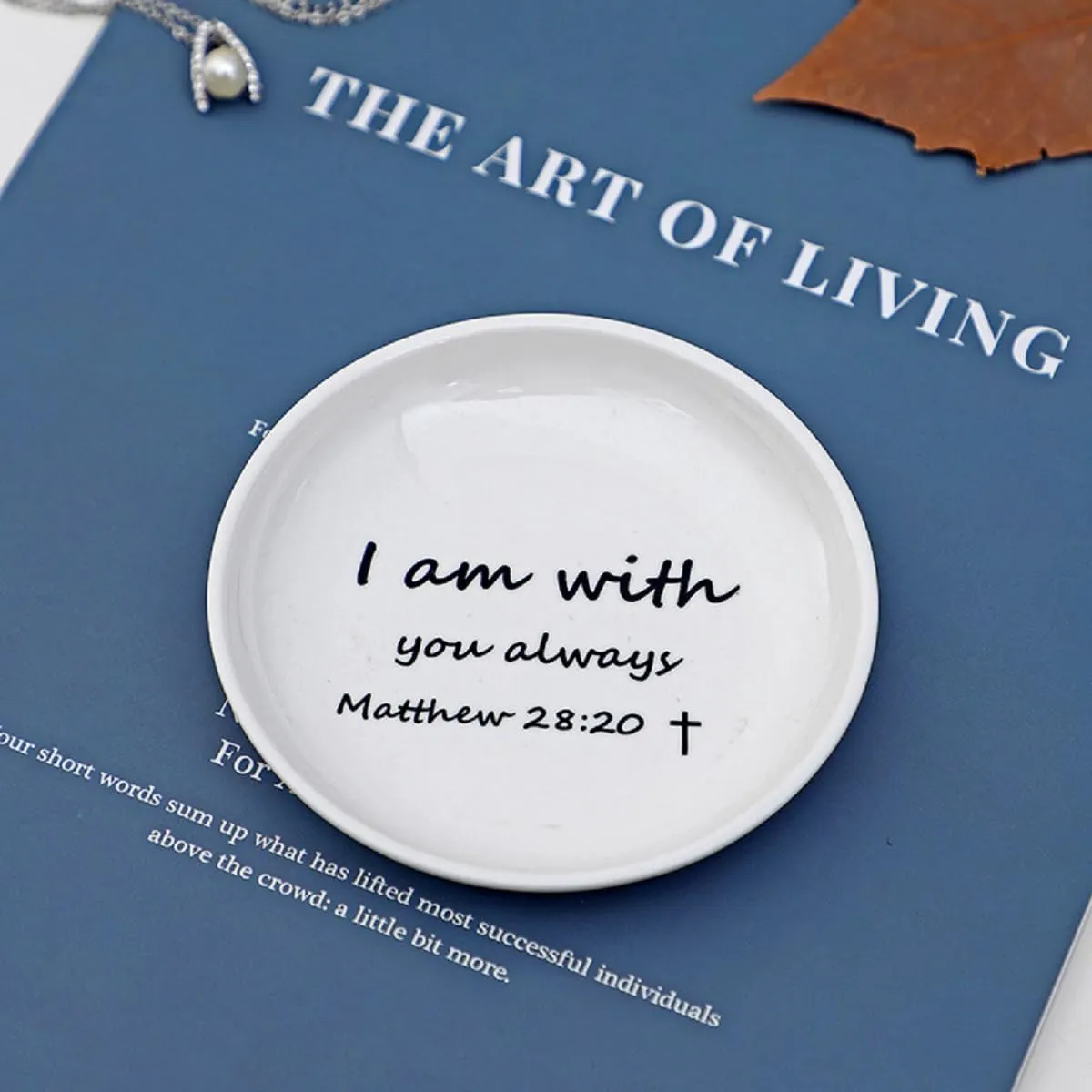 Christian Gifts for Women Faith Jewelry Dish with Bible Verse, Religious Spiritual Gifts for Women Small Ring dish Scripture Prayer Gifts for Friend Birthday - I am with You Always