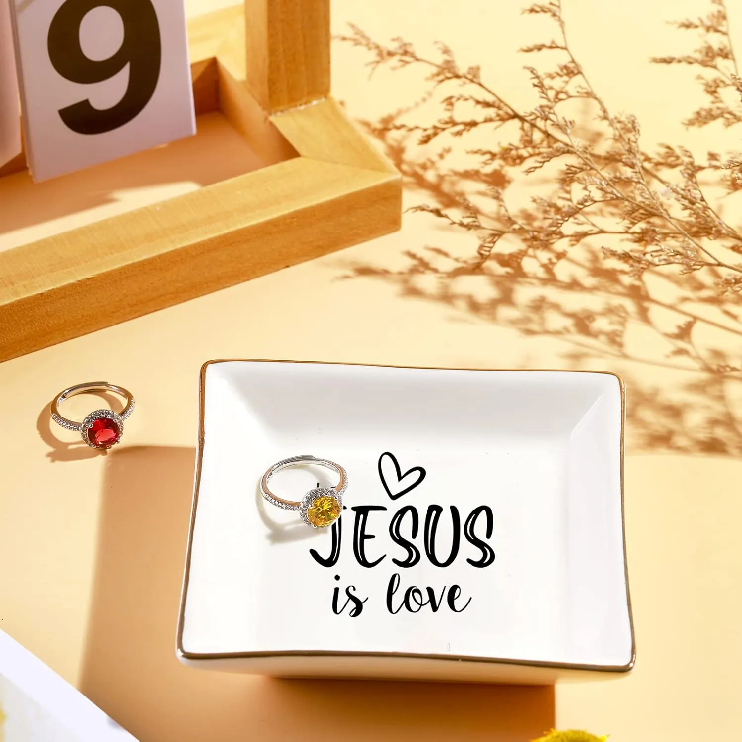 Christian Gifts for Women Faith Religious Gifts Ring Dish -Jesus is Love, Birthday Christmas Mother's Day Christian Gifts for Women Friends Mom Grandma