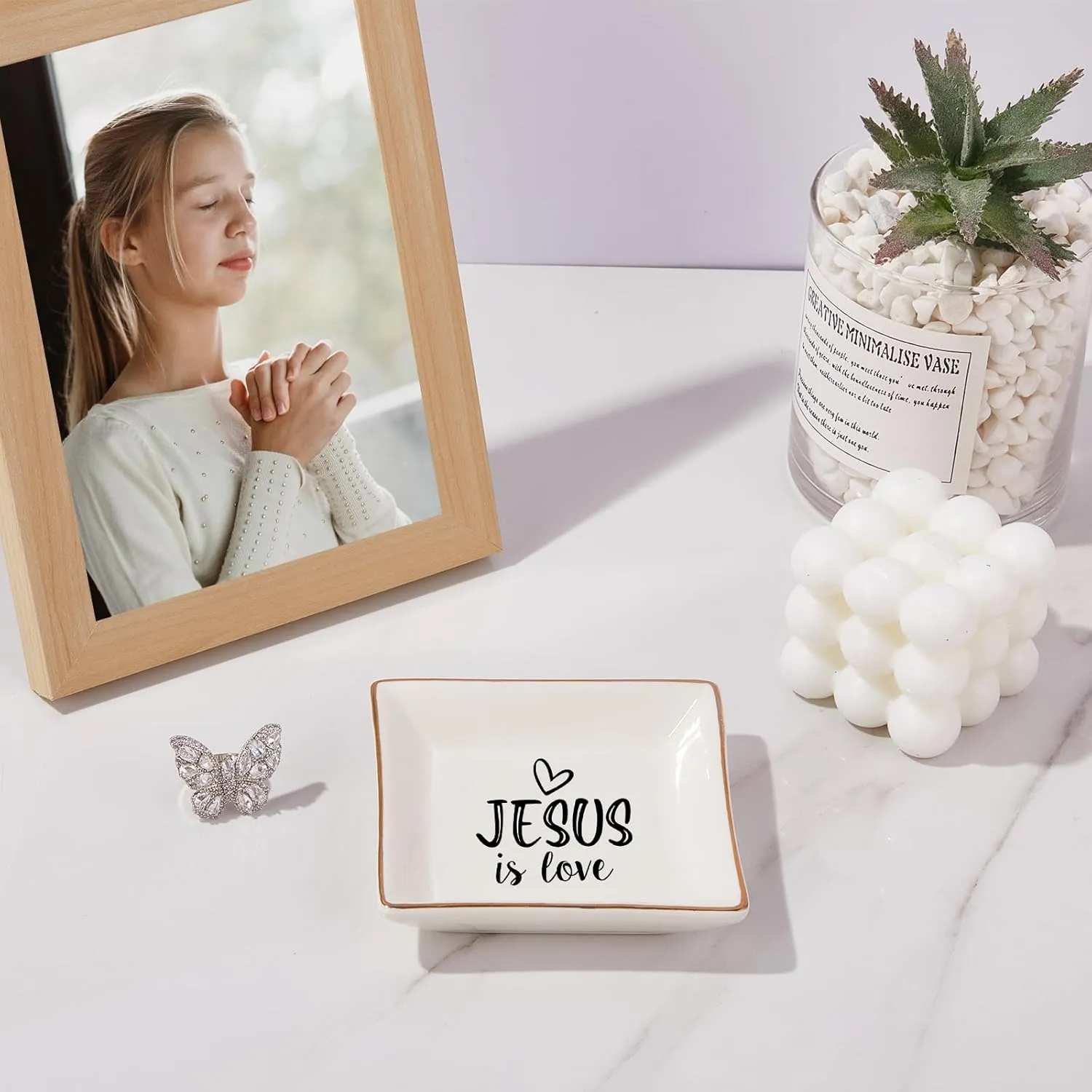 Christian Gifts for Women Faith Religious Gifts Ring Dish -Jesus is Love, Birthday Christmas Mother's Day Christian Gifts for Women Friends Mom Grandma