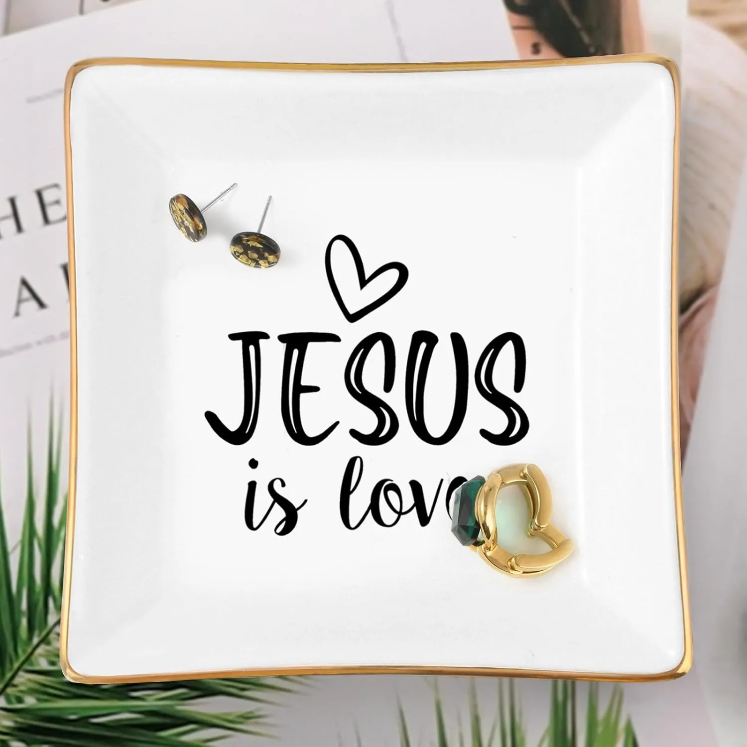 Christian Gifts for Women Faith Religious Gifts Ring Dish -Jesus is Love, Birthday Christmas Mother's Day Christian Gifts for Women Friends Mom Grandma
