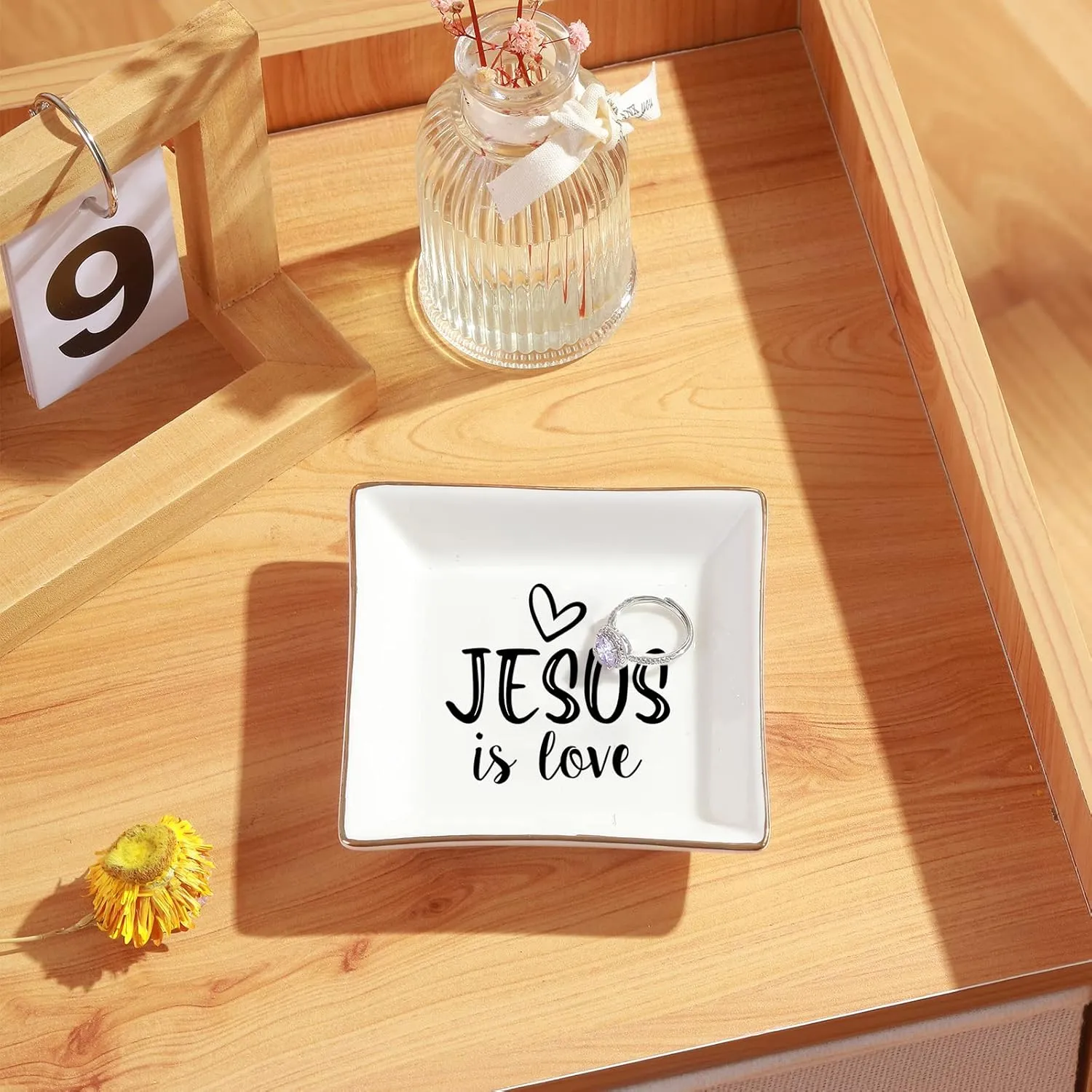 Christian Gifts for Women Faith Religious Gifts Ring Dish -Jesus is Love, Birthday Christmas Mother's Day Christian Gifts for Women Friends Mom Grandma