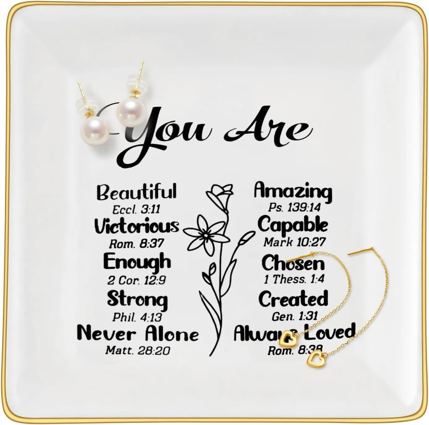 Christian Gifts for Women Trinket Jewelry Dish, Religious Faith Catholic Spiritual Gifts for Women, Bible Verse Spiritual Birthday Gifts, Inspirational Gift for Mothers Day, Christmas, Thanksgiving