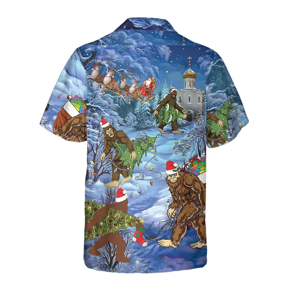 Christmas Holiday Bigfoot Hawaiian Shirt, Sasquatch Christmas Vacation Shirt, Best Gift For Christmas