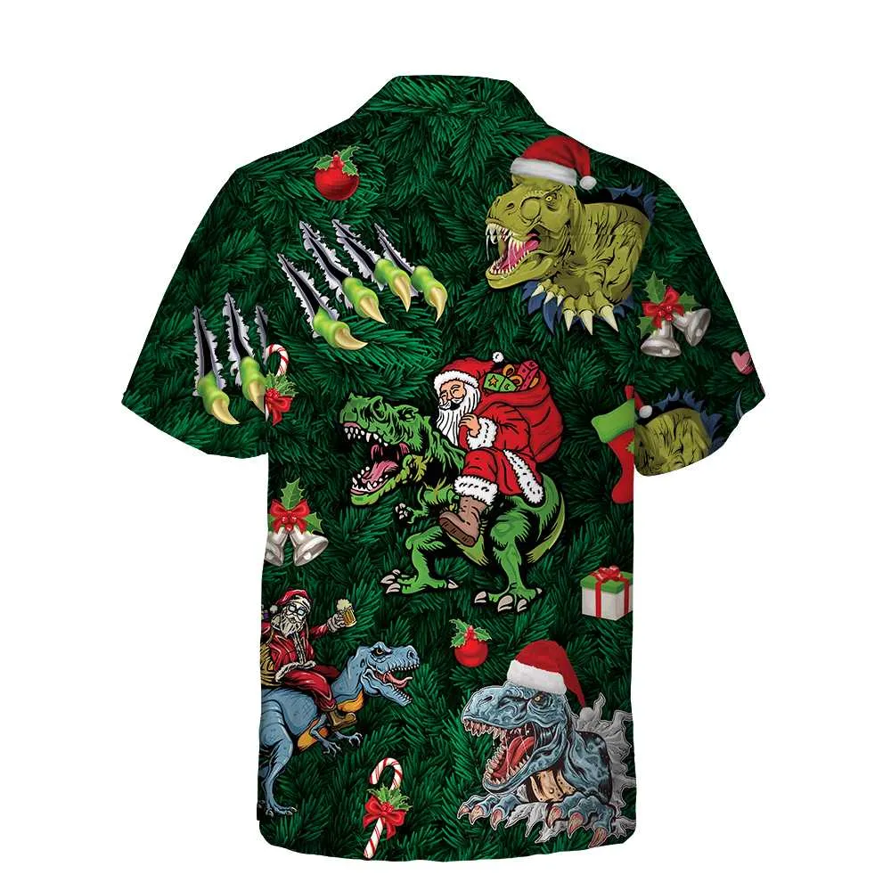 Christmas Holiday With T-Rex Hawaiian Shirt, Funny Dinosaur Christmas Shirt, Best Xmas Gift Idea