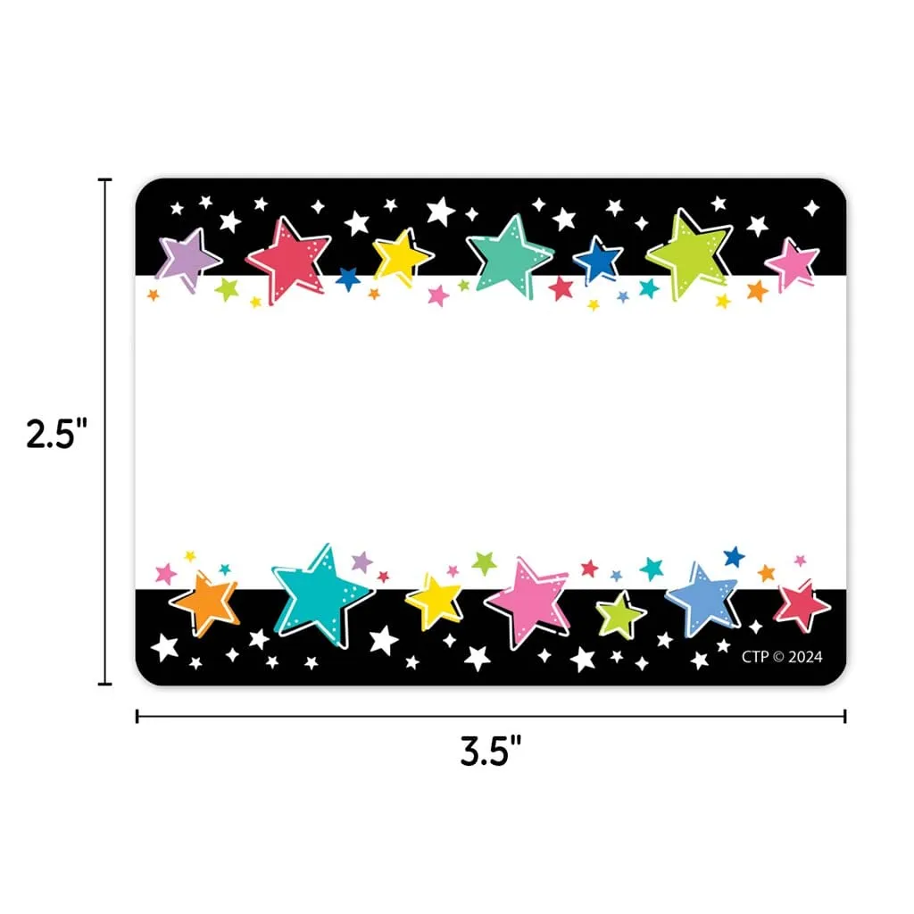 COLORFUL STARS ON BLACK (STAR BRIGHT) LABELS