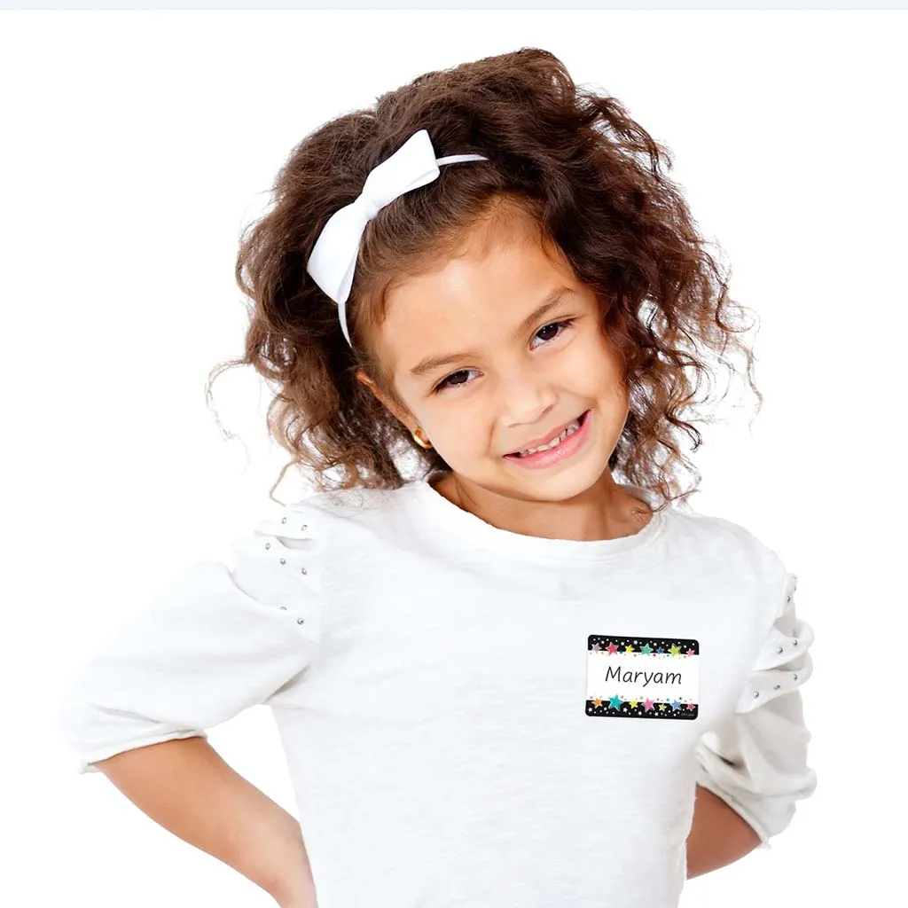 COLORFUL STARS ON BLACK (STAR BRIGHT) LABELS