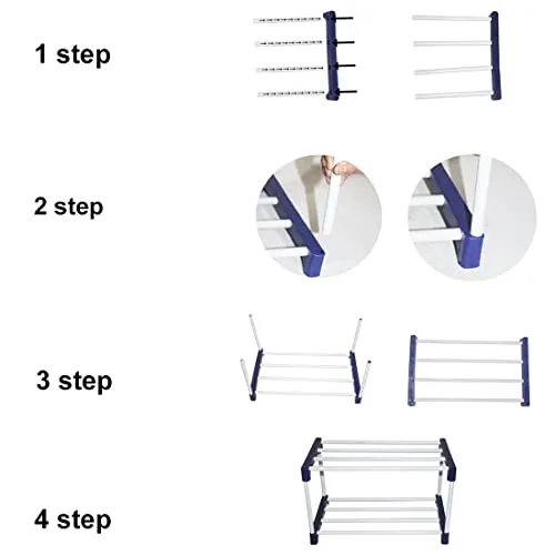 Confiado 6 layer metal shoe rack rack with wheels for multipurpose books, clothes, shoes etc. (6 shelf, Black)