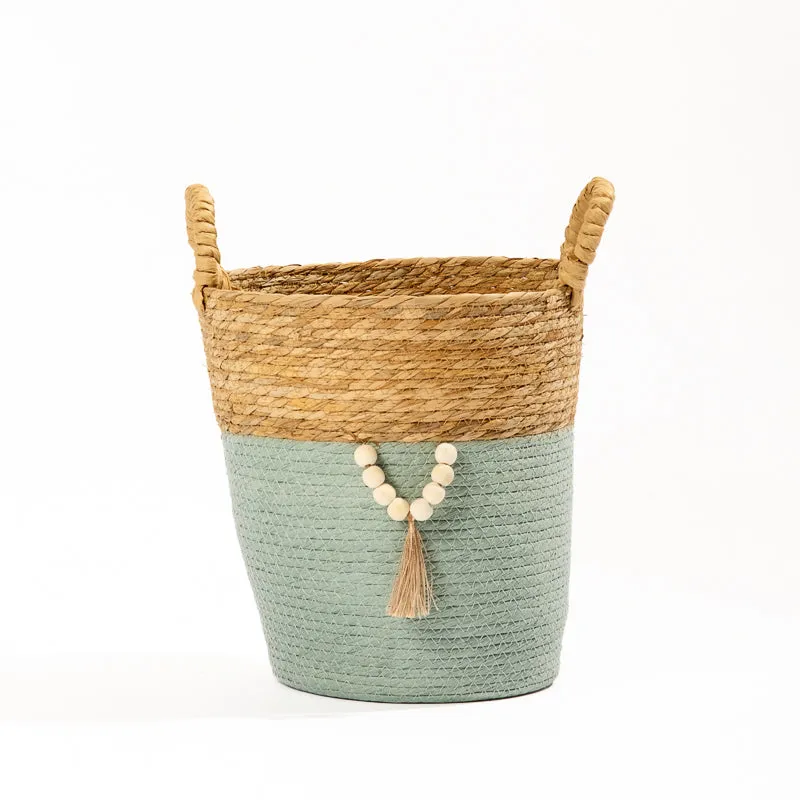 Conical Bulrush & Paper Basket - Moss