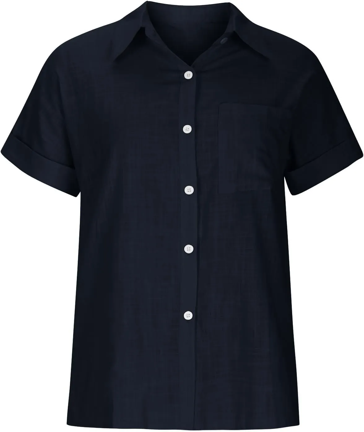 Cotton Linen Button Down Shirts for Women 2024 Trendy Summer Casual Tops Plus Size Collared Business Casual Blouses