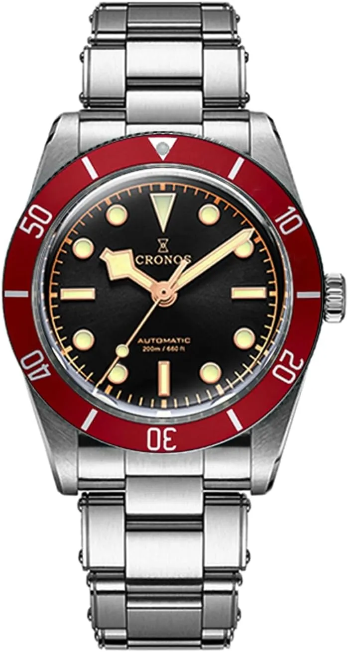 Cronos L6033 37mm BB54 Automatic Watches Sapphire Men's Diving Watch Stainless Steel 200M Water Resistant