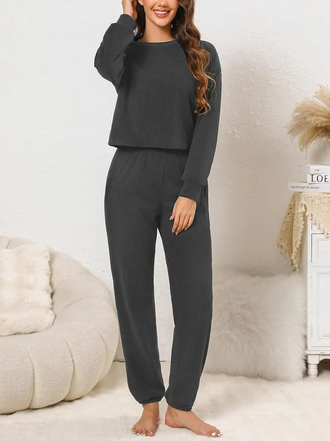 CUPSHE Women's Two Piece Outfit Sweatsuits Set Long Sleeve Loungewear Tracksuit Jogger Set