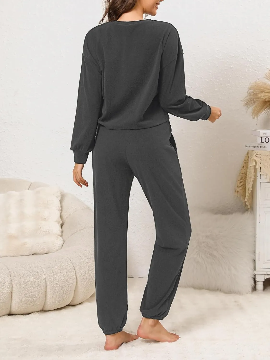 CUPSHE Women's Two Piece Outfit Sweatsuits Set Long Sleeve Loungewear Tracksuit Jogger Set