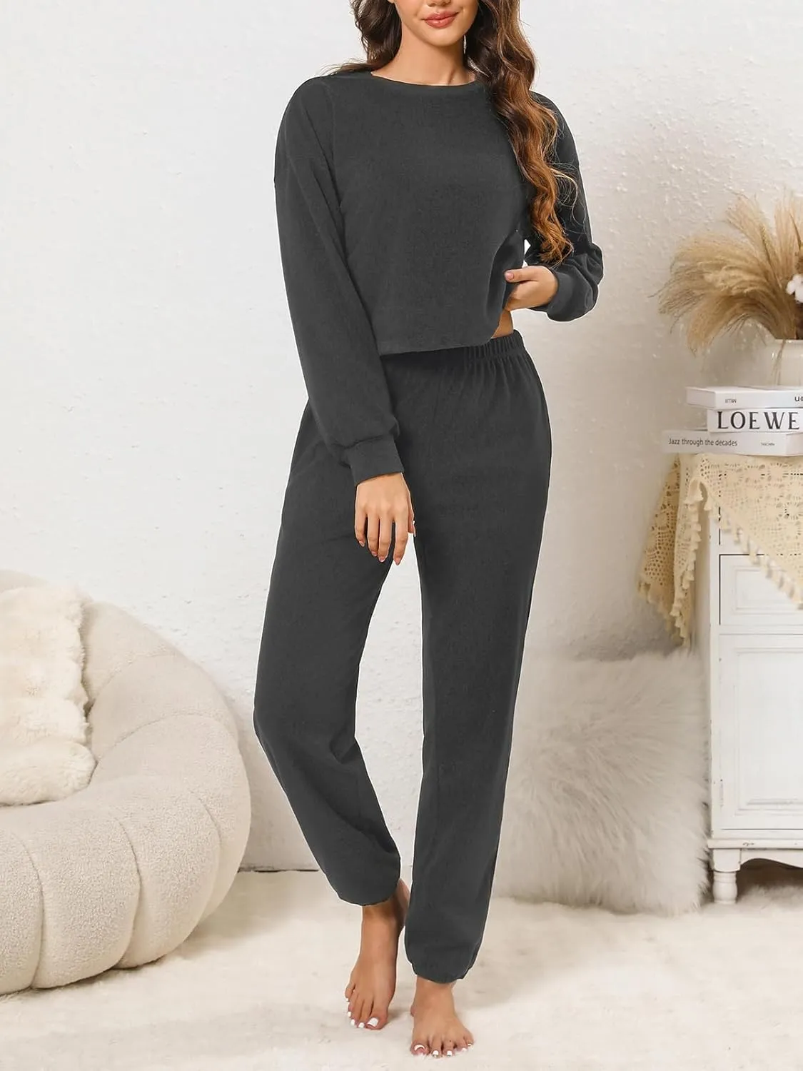 CUPSHE Women's Two Piece Outfit Sweatsuits Set Long Sleeve Loungewear Tracksuit Jogger Set