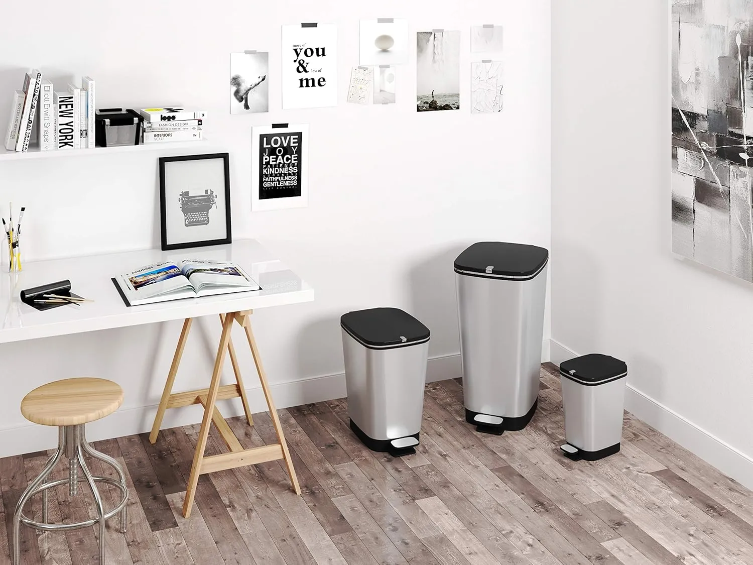 Curver Chic 45L Pedal Bin  - Steel Look