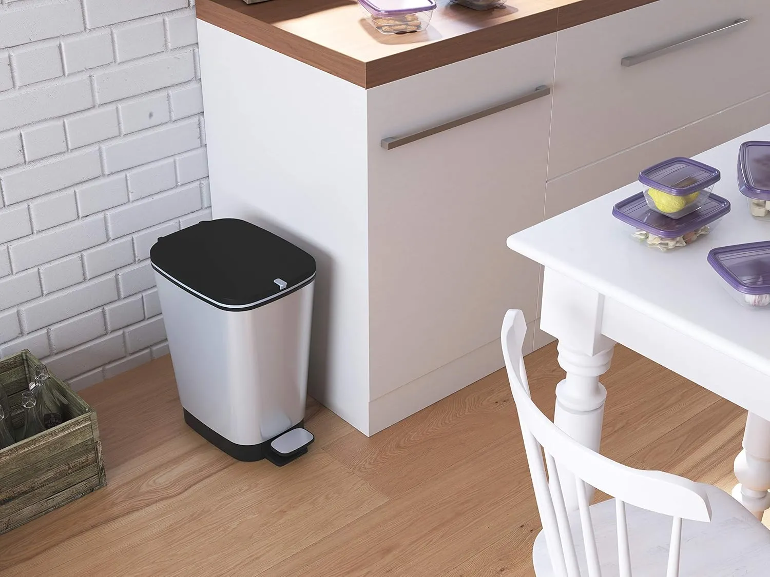 Curver Chic 45L Pedal Bin  - Steel Look