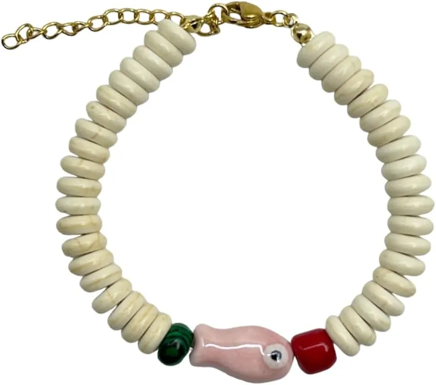 Cute Ceramic Fish Bracelet Fashionable Colorful Ceramic Beaded Jewelry Bohemian Accessories
