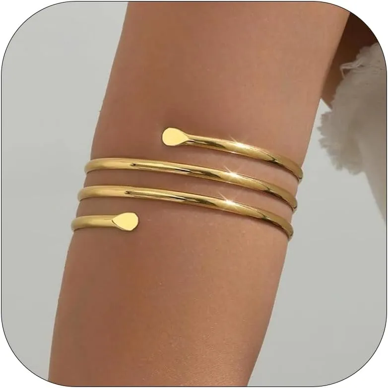 Dcfywl731 Arm Cuff for Women Upper Arm Cuff Jewelry Gold Cuff Bangles Bracelet Summer Beach Essentials 2025