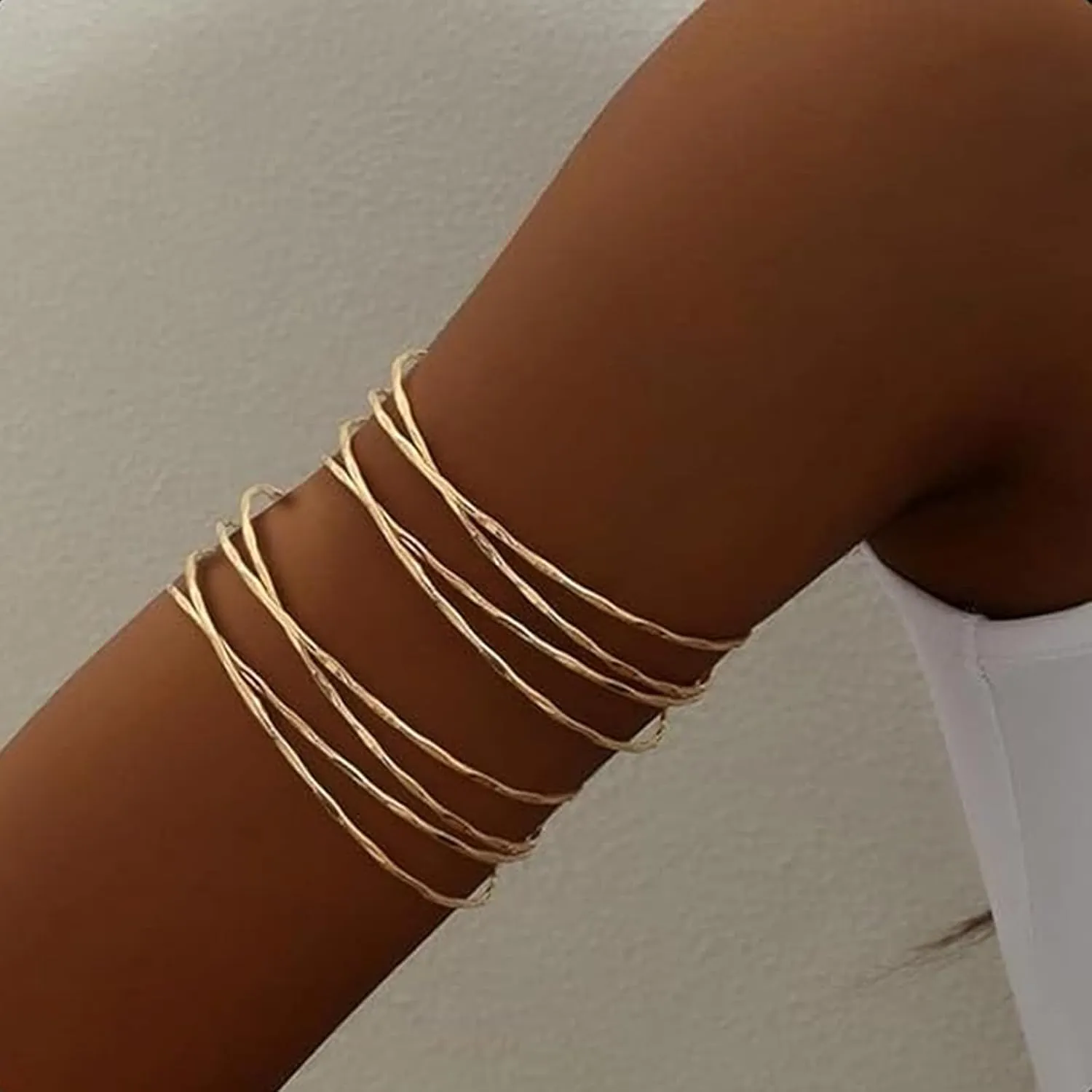 Dcfywl731 Arm Cuff for Women Upper Arm Cuff Jewelry Gold Cuff Bangles Bracelet Summer Beach Essentials 2025