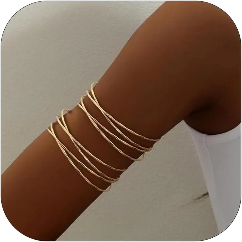 Dcfywl731 Arm Cuff for Women Upper Arm Cuff Jewelry Gold Cuff Bangles Bracelet Summer Beach Essentials 2025
