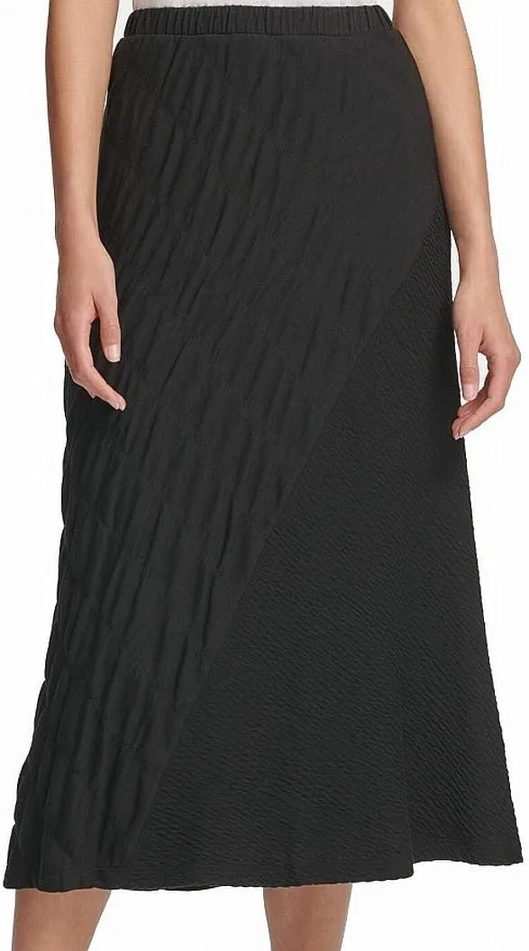 DKNY Womens Textured Drape Maxi Skirt Black
