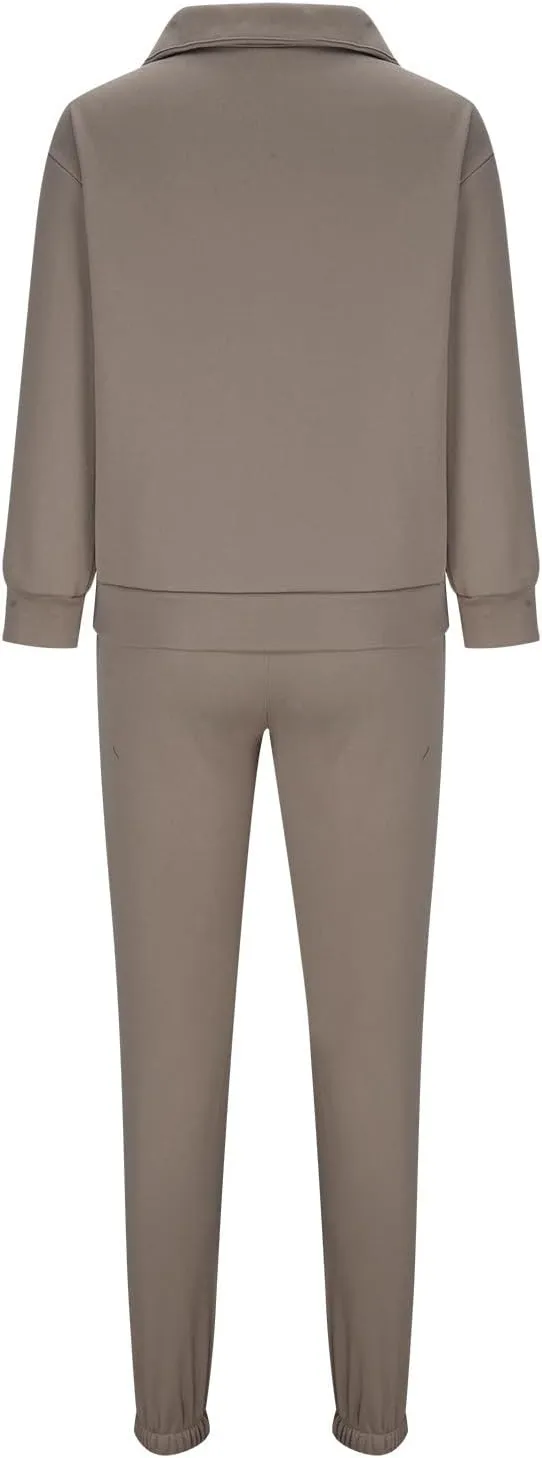 DOLKFU Women 2 Piece Outfits 1/2 Zipper Collared Hoodies High Waist Pants with Pockets Lounge Sets Loose Sweatsuit