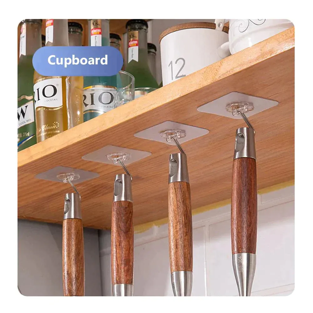 Door Wall Transparent Strong Hangers Hooks ( 4pcs )