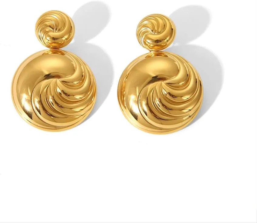 Double Half Ball Dangle Stud Earrings for Women Stainless Steel Disc Drop Earrings Geometry Round Circle Textured Studs Earrings Bohemian Chunky Earrings Dainty Jewelry
