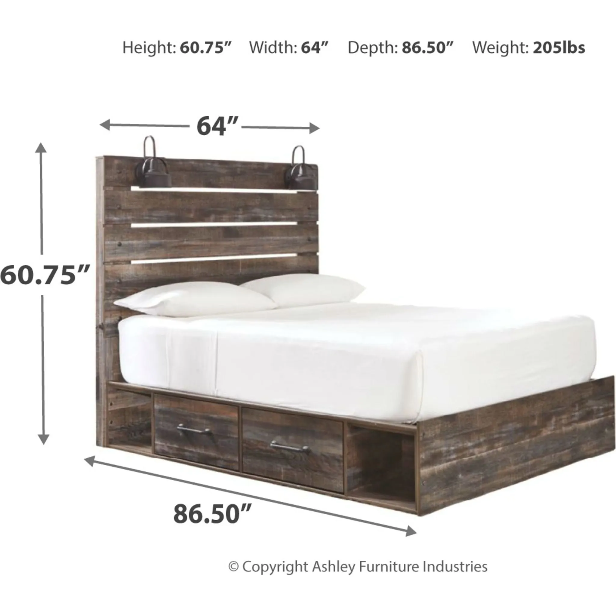 Drystan 5 Piece Panel Bed with 2 Drawer Storage Bedroom