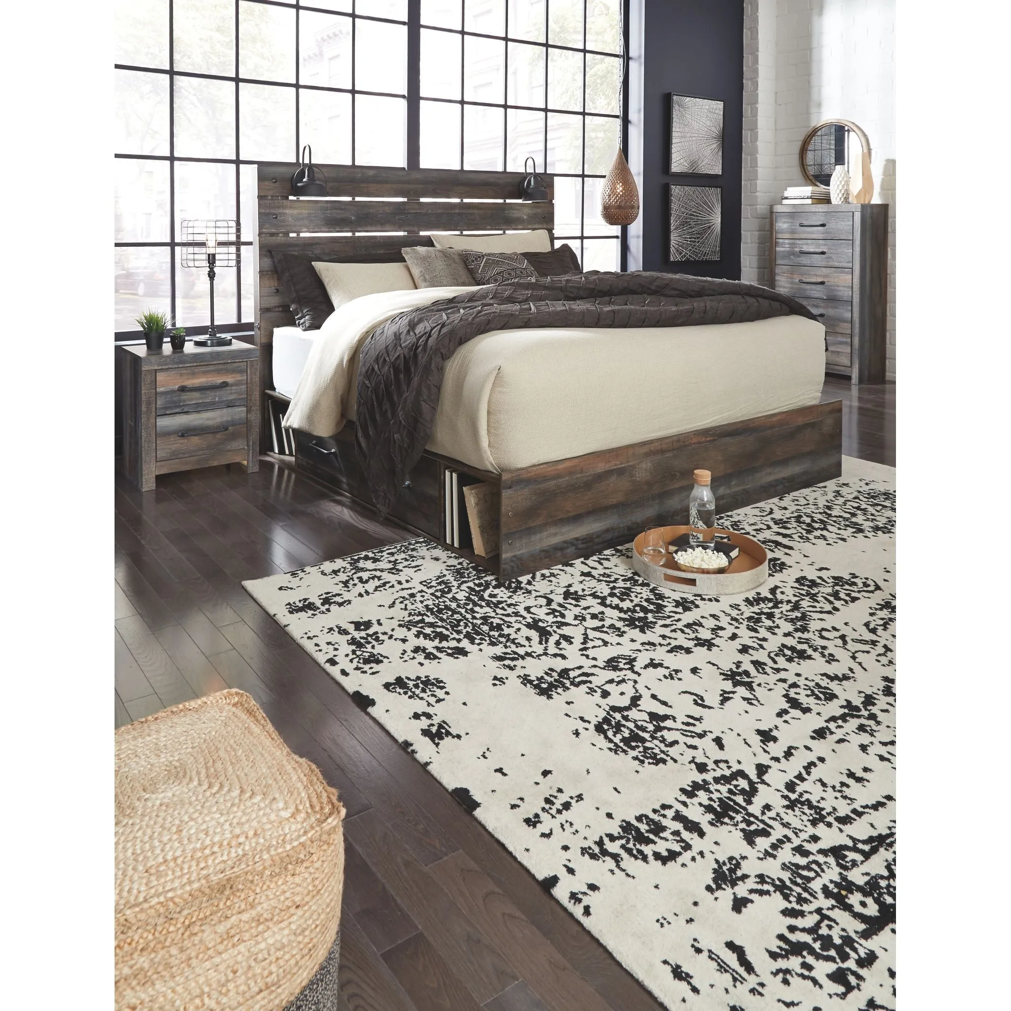 Drystan Panel Bed with 2 Drawer Storage