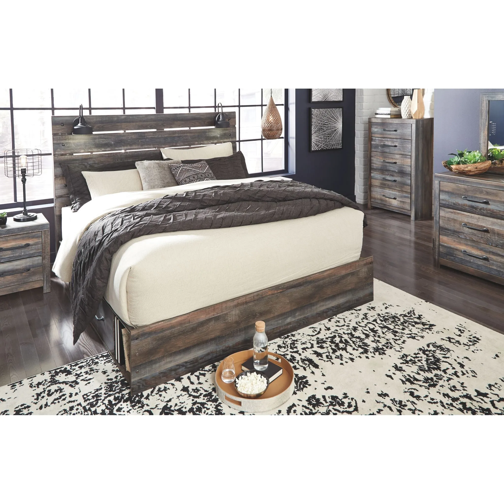Drystan Panel Bed with 2 Drawer Storage
